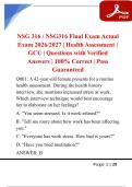 NSG 316 &sol; NSG316 Final Exam Actual Exam 2026&sol;2027 &vert; Health Assessment &vert; GCU &vert; Questions with Verified Answers &vert; 100&percnt; Correct &vert; Pass Guaranteed