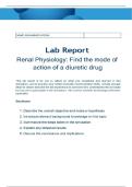 Lab Report Renal Physiology&colon; Find the mode of action of a diuretic drug &vert; 2026 Update with complete solution&period;