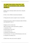 AP COMPUTER SCIENCE PRACTICE TEST PAPER 2026 QUESTIONS WITH ANSWERS GRADED A&plus;
