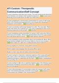ATI Custom Therapeutic Communication-Self Concept 2024 Questions with answers