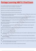 BIOL 252 Human Anatomy & Physiology II w Lab  Module 9 Exam Review 70&plus; Questions and Answers -Summary  LockDown Browser  Portage Learning