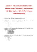 WGU D441 Actual FINAL EXAM GUIDE 2026&sol;2027 &vert; Medical Dosage Calculations & Pharmacology &vert; Verified Q&A &vert; Grade A &vert; 100&percnt; Verified &vert; Western Governors University