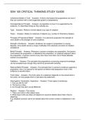 SSH 105 CRITICAL THINKING STUDY GUIDE