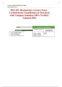 BIO 102&colon; Biochemistry Lecture Notes - Carbohydrate Classification & Glycolysis with Complete Solutions 100&percnt; Verified &vert; Updated 2026
