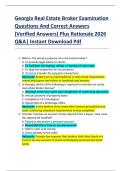 Georgia Real Estate Broker Examination  Questions And Correct Answers  &lpar;Verified Answers&rpar; Plus Rationale 2026  Q&A&vert; Instant Download Pdf
