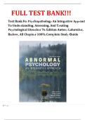 Test Bank For Psychopathology An Integrative Approach To Understanding&comma; Assessing&comma; And Treating Psychological Disorders 7th Edition Author&colon; Lalumi&egrave;re&comma; Barlow&comma; All Chapters 100&percnt; Complete Study Guide 