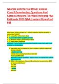 Georgia Commercial Driver License  Class B Examination Questions And  Correct Answers &lpar;Verified Answers&rpar; Plus  Rationale 2026 Q&A&vert; Instant Download  Pdf  