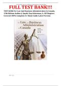 TEST BANK For Law And Business Administration In Canada&comma; 15th Edition Author&colon;J&period; Smyth&comma; Dan Soberman&comma; A&period; All Chapters Covered 100&percnt; Complete A&plus; Study Guide Latest Version