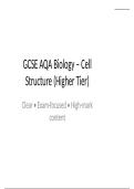 GCSE AQA Biology - Cell structure &lpar;Higher Tier&rpar; &vert;&vert; Exam-Focused Revision notes