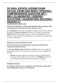 DC REAL ESTATE LICENSE EXAM ACTUAL EXAM 2026 NEWLY UPDATED &vert; COMPREHENSIVE QUESTION SET &vert; WELL ELABORATED &vert; VERIFIED SOLUTIONS &vert; GUARANTEED SUCCESS &vert; GRADED A&plus;