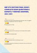 NRP 8TH EDITION FINAL EXAM &vert; COMPLETE EXAM QUESTIONS & EXPERTLY VERIFIED ANSWERS&comma; 2026 &vert; 2027&period;     