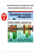 SOLUTION MANUAL For QUANTITATIVE ANALYSIS FOR MANAGEMENT&comma; 14TH EDITION By RENDER All Chapters 1 to 15 COMPLETE &comma; GRADED A&plus;