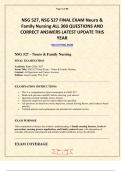 NSG 527&comma; NSG 527 FINAL EXAM Neuro & Family Nursing ALL 300 QUESTIONS AND CORRECT ANSWERS LATEST UPDATE THIS YEAR