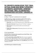 DC DRIVER'S KNOWLEDGE TEST FINAL ACTUAL EXAM 2026 NEWLY UPDATED &vert; AUTHENTIC QUESTIONS &vert; VERIFIED SOLUTIONS &vert; WELL ELABORATED &vert; GUARANTEED SUCCESS &vert; GRADED A&plus;