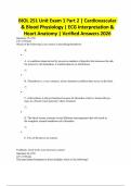 BIOL 251 Unit Exam 1 Part 2 &vert; Cardiovascular & Blood Physiology &vert; ECG Interpretation & Heart Anatomy &vert; Verified Answers 2026