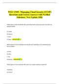 WGU C838 - Managing Cloud Security &lpar;CCSP&rpar; Questions and Correct Answers with Verified Solutions &vert; New Update 2026