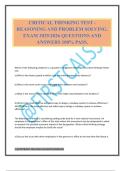 CRITICAL THINKING TEST - REASONING AND PROBLEM SOLVING&period; EXAM 2025&sol;2026 QUESTIONS AND ANSWERS 100&percnt; PASS&period;