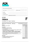2025 AQA  GCSE FRENCH Foundation Tier Paper 3 Reading  Exam booklet and evaluation scheme