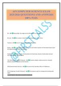 AP COMPUTER SCIENCE EXAM 2025&sol;2026 QUESTIONS AND ANSWERS 100&percnt; PASS&period;