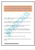 AP COMPUTER SCIENCE PRINCIPLES FINAL EXAM REVIEW EXAM 2025&sol;2026 QUESTIONS AND ANSWERS 100&percnt; PASS&period;