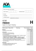 2025 AQA  GCSE FRENCH Higher Tier Paper 3 Reading  Exam booklet and evaluation scheme