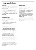 AQA Paper 1 Biological molecules - 3&period;1&period;8 Inorganic ions