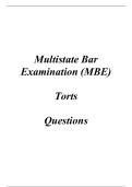 Multistate Bar Examination &lpar;MBE&rpar; Torts Study Guide &vert; Complete Questions & Answers &vert; MBE Exam Prep