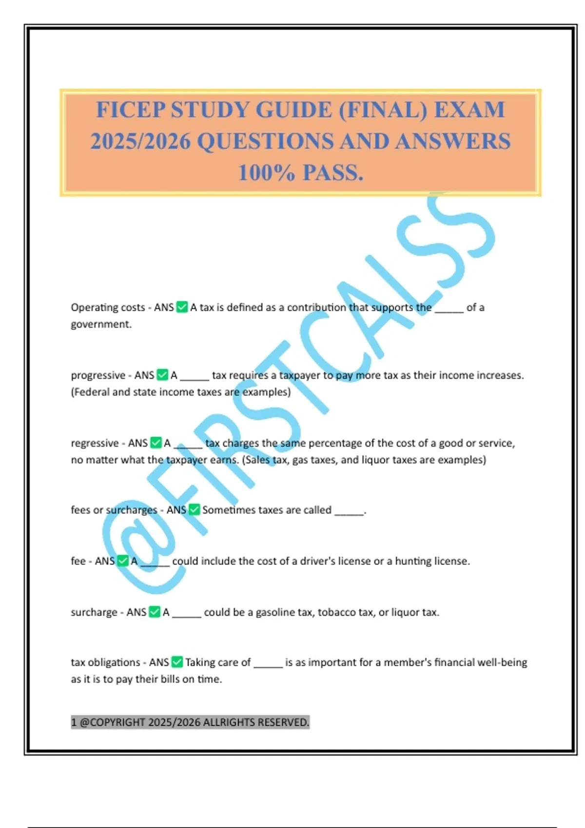 FICEP STUDY GUIDE (FINAL) EXAM 2025/2026 QUESTIONS AND ANSWERS 100% ...