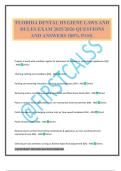 FLORIDA DENTAL HYGIENE LAWS AND RULES EXAM 2025&sol;2026 QUESTIONS AND ANSWERS 100&percnt; PASS&period;