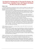 Test Bank for Fundamentals of Abnormal Psychology&comma; 10e by Ronald Comer & Jonathan Comer&colon; Complete Guide