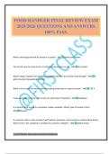 FOOD HANDLER FINAL REVIEW EXAM 2025&sol;2026 QUESTIONS AND ANSWERS 100&percnt; PASS&period;