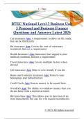 BTEC National Level 3 Business Unit  3 Personal and Business Finance  Questions and Answers Latest 2026
