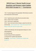 NR326 Exam 2 Mental Health&colon; Complete Study Guide & Practice Questions for 2026&sol;2027