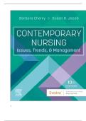 TEST BANK FOR Contemporary Nursing&colon; Issues&comma; Trends&comma; and Management 10th Edition by Barbara Cherry&comma; Susan R&period; Jacob ISBN&colon; 978-0443123566 COMPLETE GUIDE ALL CHAPTERS COVERED WITH RATIONALES 100&percnt; VERIFIED A&plus; GRADE ASSURED&excl;&excl;&excl;&excl;&excl;NEW LATEST UPDATE&excl;&excl;&excl;&excl;&excl;