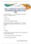 CDL - Combination Vehicle Practice  Test Questions and Answers Latest  2026