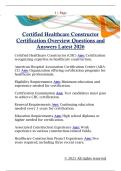 Certified Healthcare Constructor  Certification Overview Questions and  Answers Latest 2026