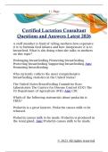 Certified Lactation Consultant  Questions and Answers Latest 2026