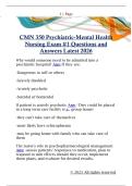 CMN 350 Psychiatric-Mental Health  Nursing Exam &num;1 Questions and  Answers Latest 2026 