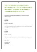 WGU C838 Managing Cloud Security &lpar;CCSP&rpar; Exam Questions 2025-2026 &vert; All Versions with Correct Answers
