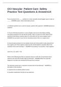 CCI Vascular Patient Care- Safety Practice Test Questions & Answers