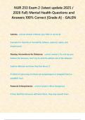 NUR 253 Exam 2 &ndash; Mental Health &lpar;2025&ndash;2026 Fall&rpar; &vert; 100&percnt; Correct Questions & Answers &ndash; Galen College