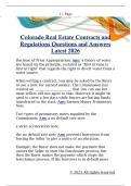 Colorado Real Estate Contracts and  Regulations Questions and Answers  Latest 2026