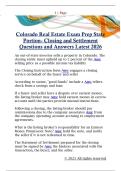 Colorado Real Estate Exam Prep State  Portion- Closing and Settlement  Questions and Answers Latest 202
