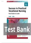 TEST BANK FOR Success in Practical&sol;Vocational Nursing&colon; From Student to Leader 10th Edition by Lisa Carroll&comma; Janyce L&period; Collier ISBN&colon; 978-0323810173 COMPLETE GUIDE ALL CHAPTERS COVERED 100&percnt; VERIFIED A&plus; GRADE ASSURED&excl;&excl;&excl;&excl;&excl;NEW LATEST UPDATE&excl;&excl;&excl;&excl;&excl;