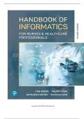 TEST BANK FOR Handbook of Informatics for Nurses & Healthcare Professionals 7th edition by Toni Hebda &comma; Melody Rose&comma; Kathleen Hunter ISBN&colon; 978-0138106355 COMPLETE GUIDE ALL CHAPTERS COVERED 100&percnt; VERIFIED A&plus; GRADE ASSURED&excl;&excl;&excl;&excl;NEW LATEST UPDATE&excl;&excl;&excl;&excl;