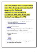 Certified Distilling Production Specialist Exam With Actual Questions & Verified Answers&comma; Plus Explained Rationales&sol;Expert Verified For Guaranteed 100&percnt; Pass 2026&sol;Latest Update&sol;Instant Download Pdf