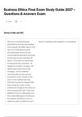 Business Ethics Final Exam Study Guide 2027 &ndash; Questions & Answers Exam