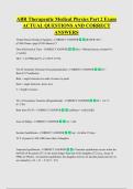 ABR Therapeutic Medical Physics Part 2 Exam  ACTUAL QUESTIONS AND CORRECT  ANSWERS