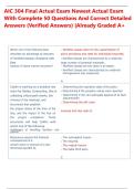AIC 304 Final Actual Exam Newest Actual Exam  With Complete 50 Questions And Correct Detailed  Answers &lpar;Verified Answers&rpar; &vert;Already Graded A&plus;