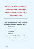 NSG3160 &sol; NSG 3160  Exam 3 Review  Health Assessment &colon;  &lpar;Latest 2026&sol;  2027&rpar; &vert; Questions & Answers&vert; Grade A&vert;  100&percnt; Correct - Galen